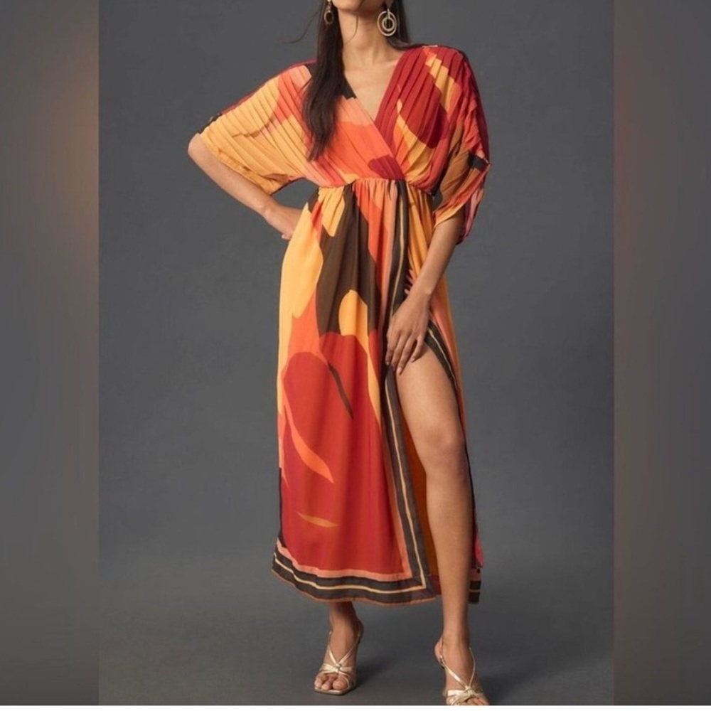 NWOT FARM RIO For Anthropologie Wrap-Front Maxi Dress